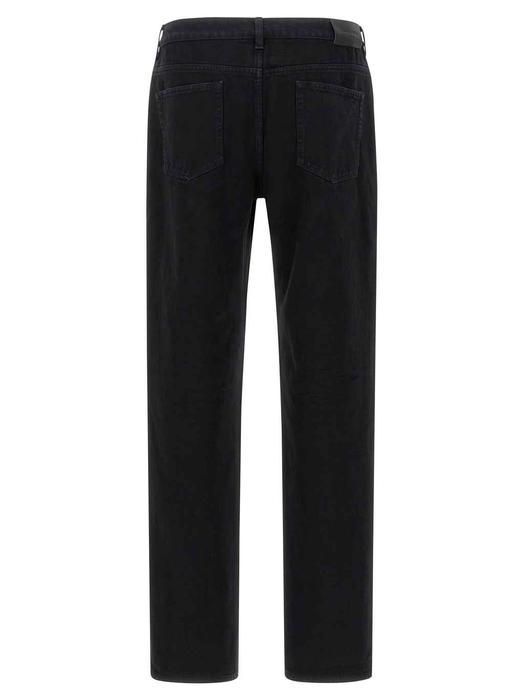 Jeans droits en coton noir Saint Laurent, style classique, coupe droite, visible sur le produit.