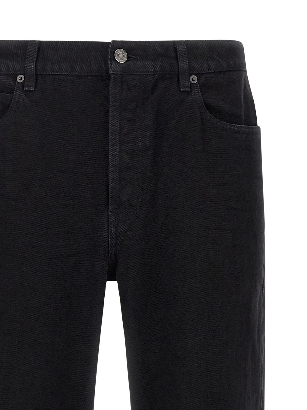 Jeans straight en coton noir de Saint Laurent, style classique et élégant, avec une coupe droite visible sur l'image.