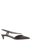 Chaussures Fendi en cuir de agneau marron, escarpins à talon moyen, vue de face sur fond neutre.