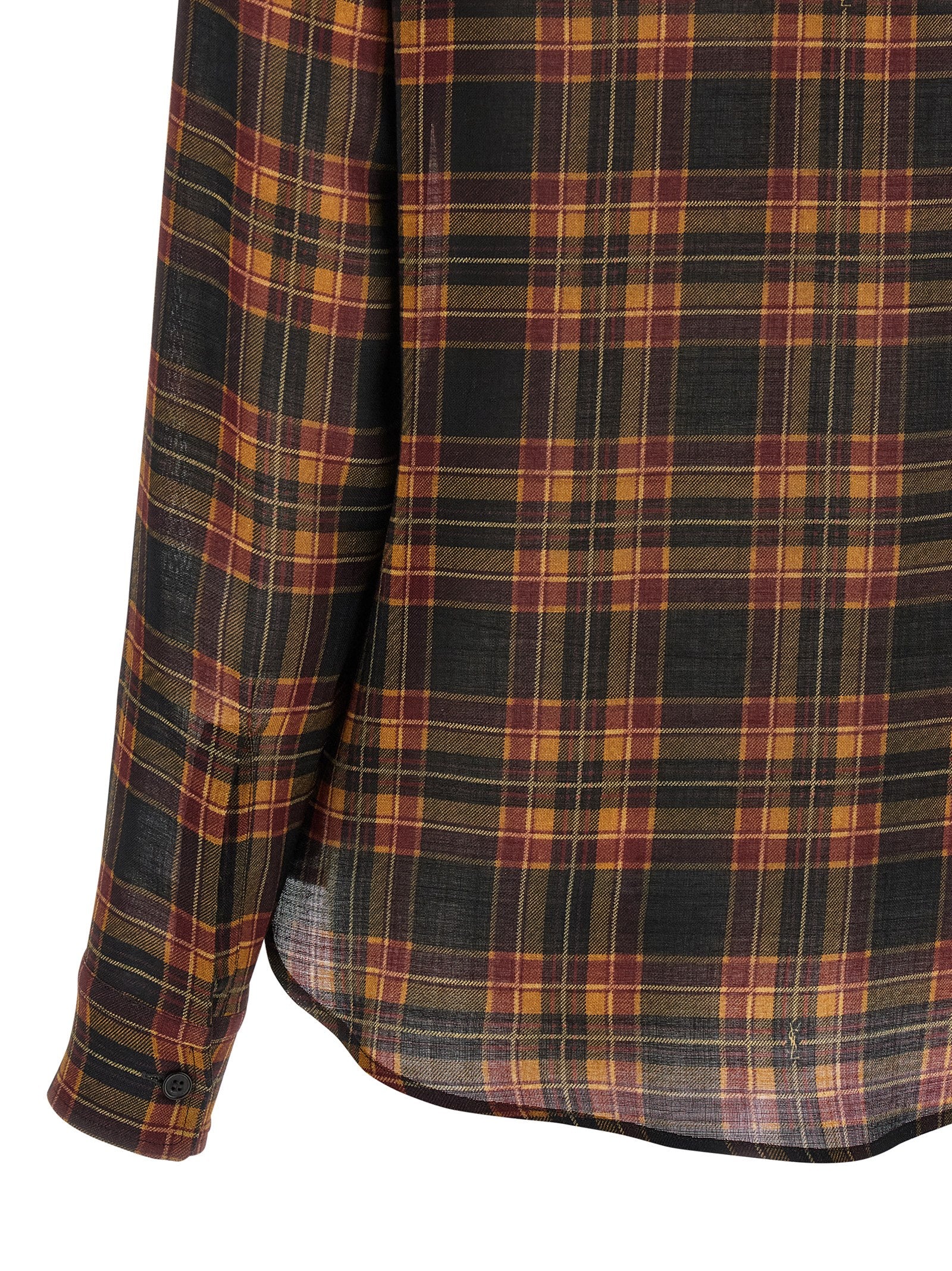 Blouse en laine multicolore Saint Laurent avec manches longues et col classique, élégante et confortable.