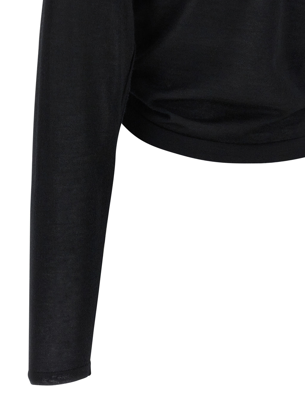 Cardigan noir en cachemire de Dolce & Gabbana, douce texture et coupe élégante, porté sur un mannequin.
