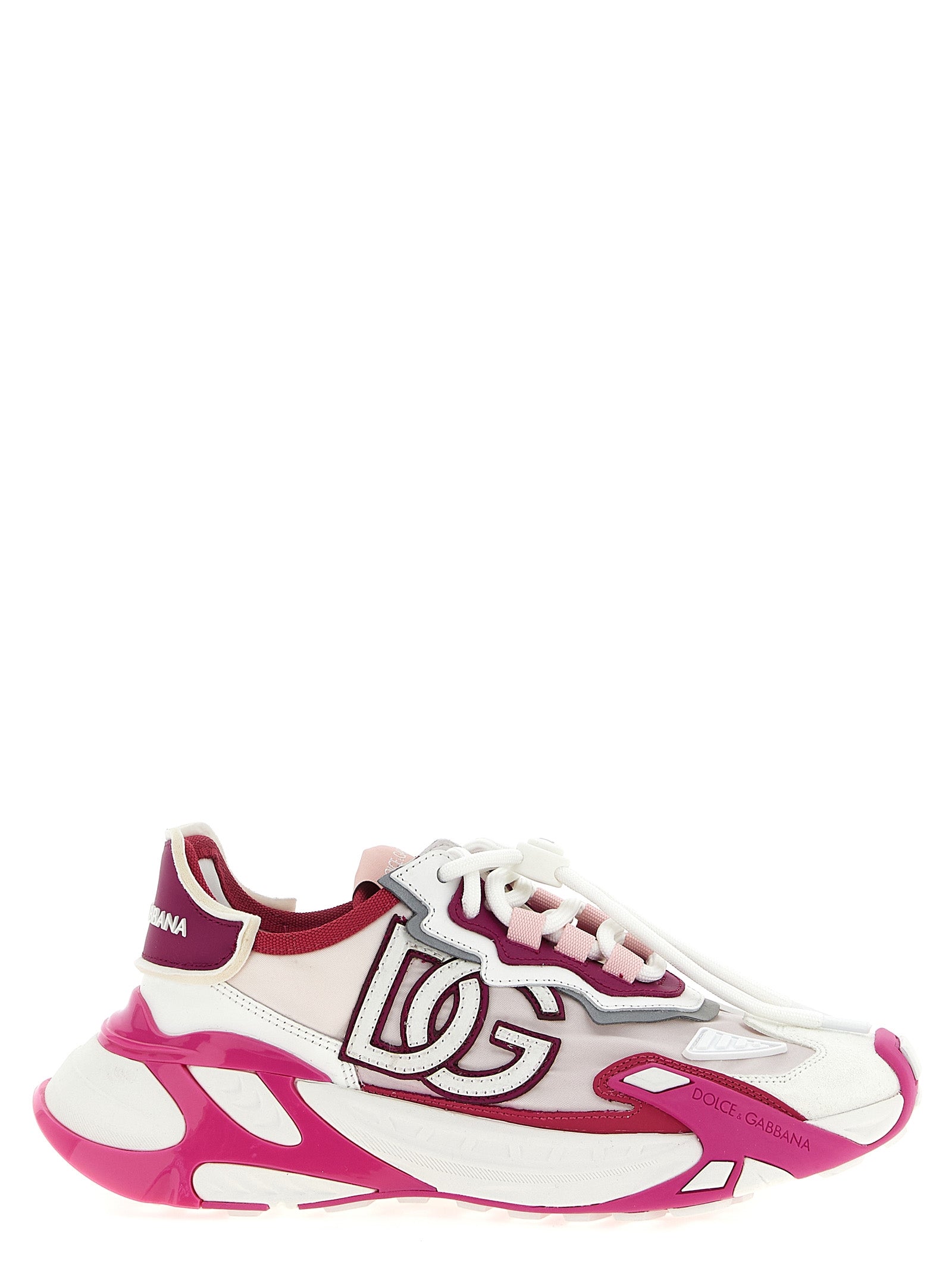 Chaussures de sport Dolce & Gabbana en viscose fuchsia avec semelle blanche et détails sportifs.