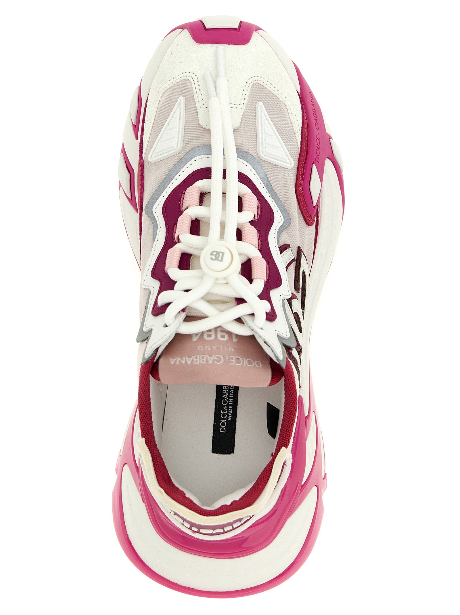 Baskets de sport Dolce & Gabbana en viscose fuchsia avec semelles blanches et design moderne.