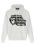 Sweat-shirt en coton bicolore de Dsquared², style décontracté avec logo sur la poitrine, porté par un mannequin.