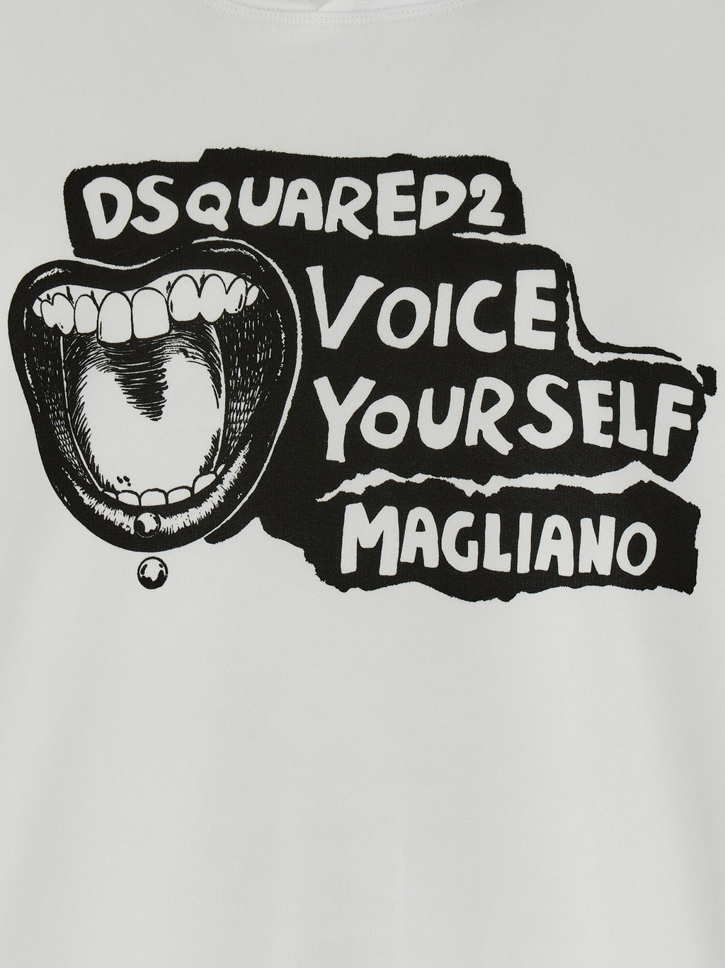 Sweatshirt en coton bicolore Dsquared² avec design moderne, manches longues et col rond, porté sur un mannequin.