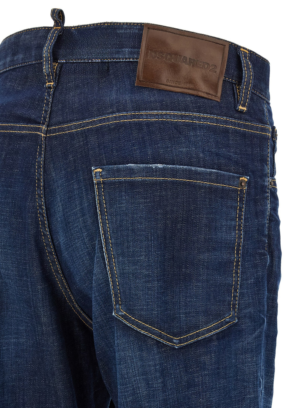 Jeans droits en coton bleu de Dsquared², style décontracté, visibles avec coutures et poches, pour un look moderne.