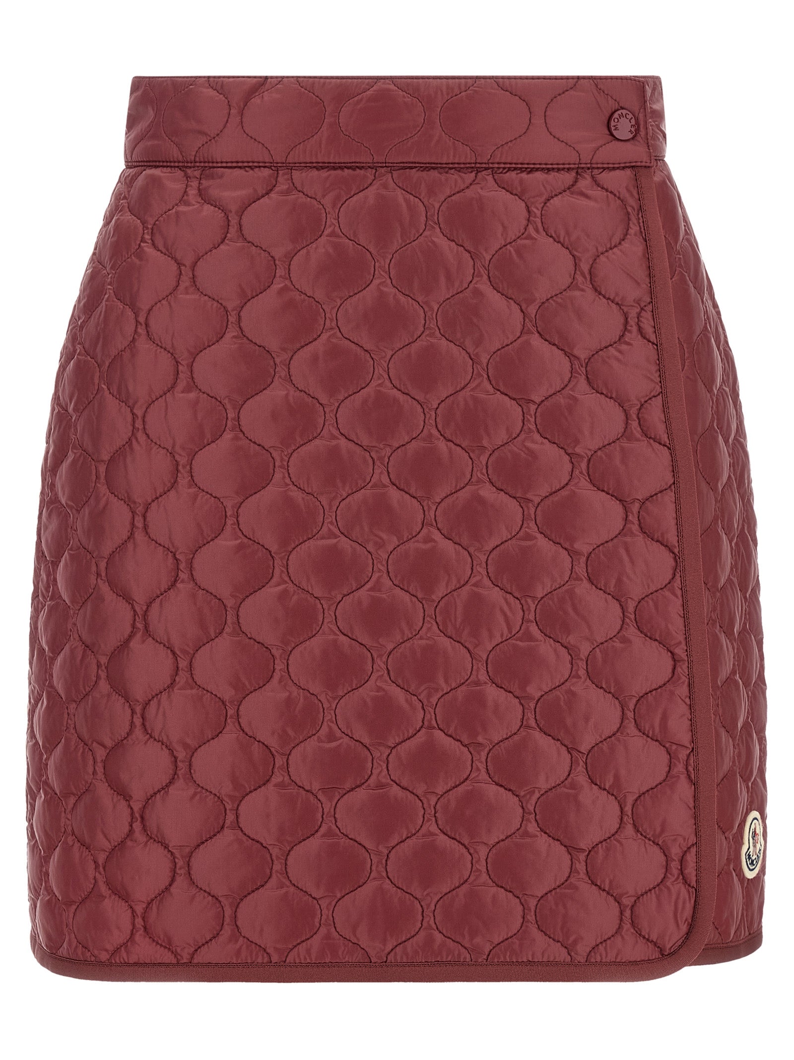 Jupe longue en polyamide bordeaux de Moncler, visible avec finition élégante et coupe fluide.