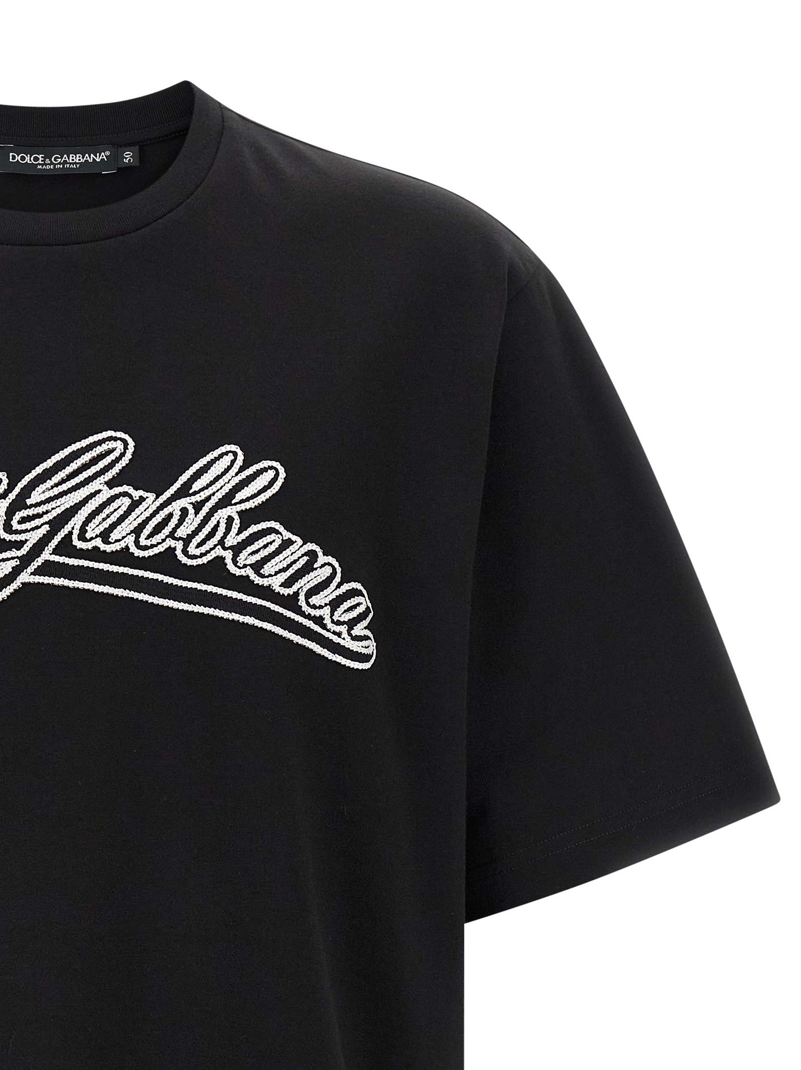 T-shirt en coton bicolore Dolce & Gabbana, coupe classique, détails en contraste, parfait pour un style élégant et décontracté.