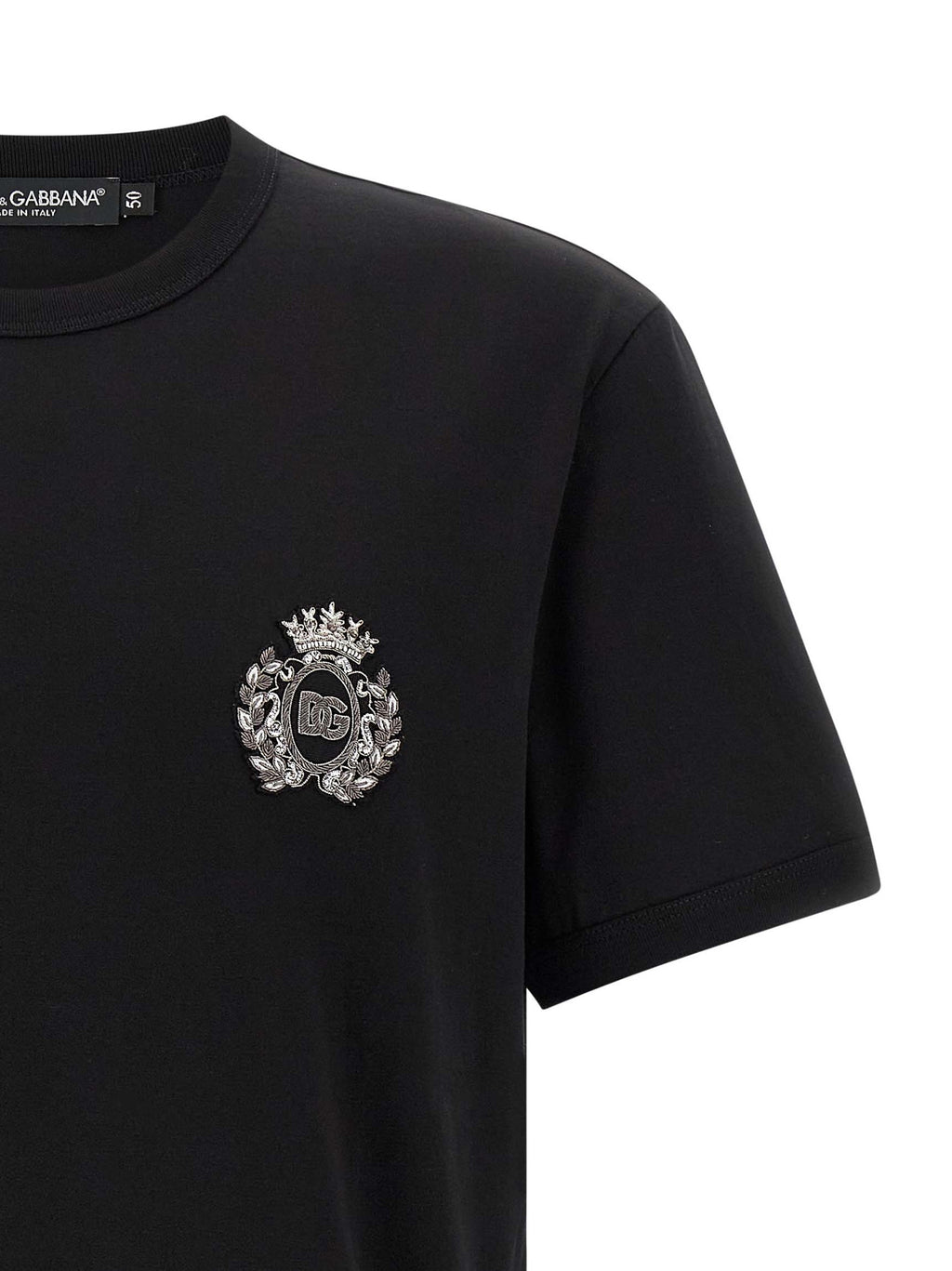 T-shirt noir en coton de Dolce & Gabbana, style simple et élégant, avec logo discret sur la poitrine.