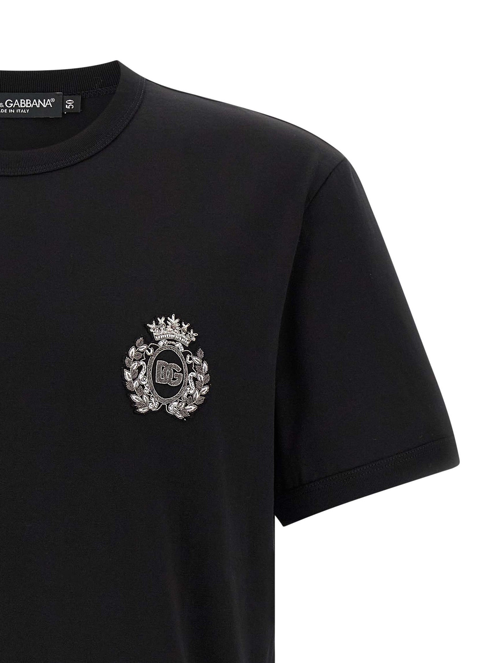 T-shirt noir en coton de Dolce & Gabbana, style simple et élégant, avec logo discret sur la poitrine.
