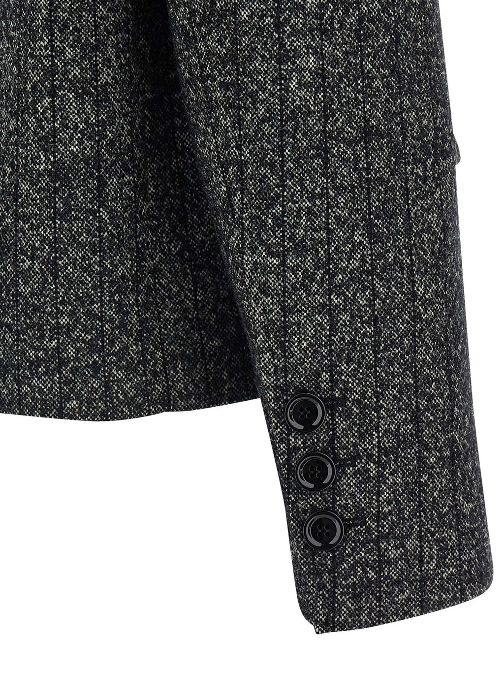 Blazer bicolore en élasthanne Dolce & Gabbana, blazer élégant avec détails contrastants, porté sur un modèle.