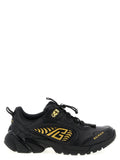 Chaussures de sport noires Balmain en nylon avec semelles épaisses et design moderne, vue de face.