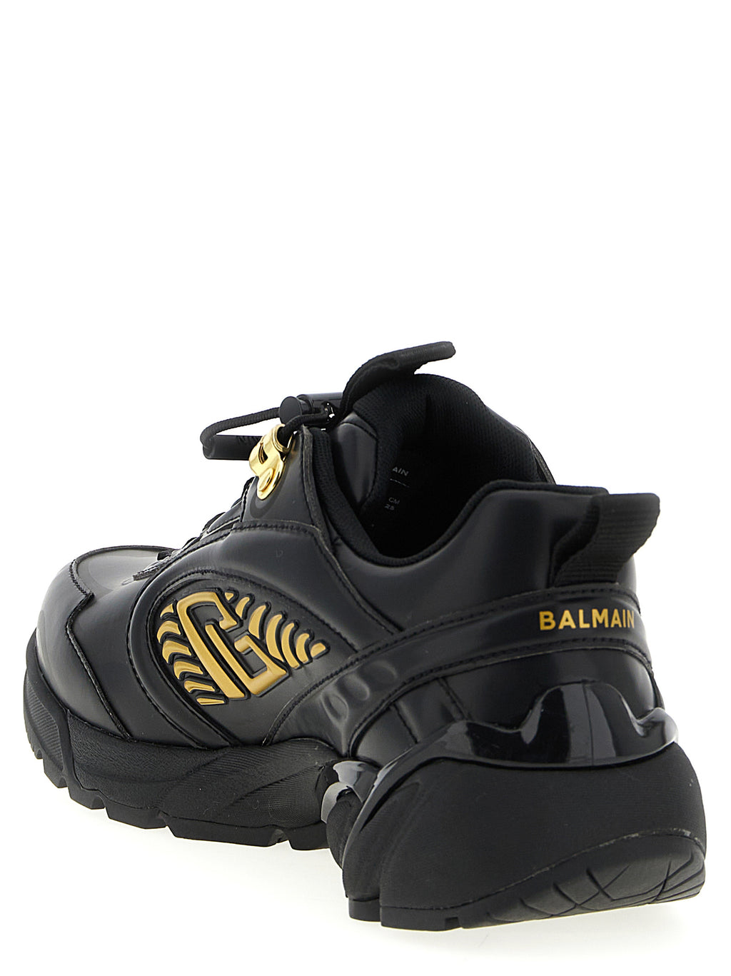 Chaussures de sport Balmain en nylon noir, sneakers athlétiques élégants avec design moderne et semelle blanche.