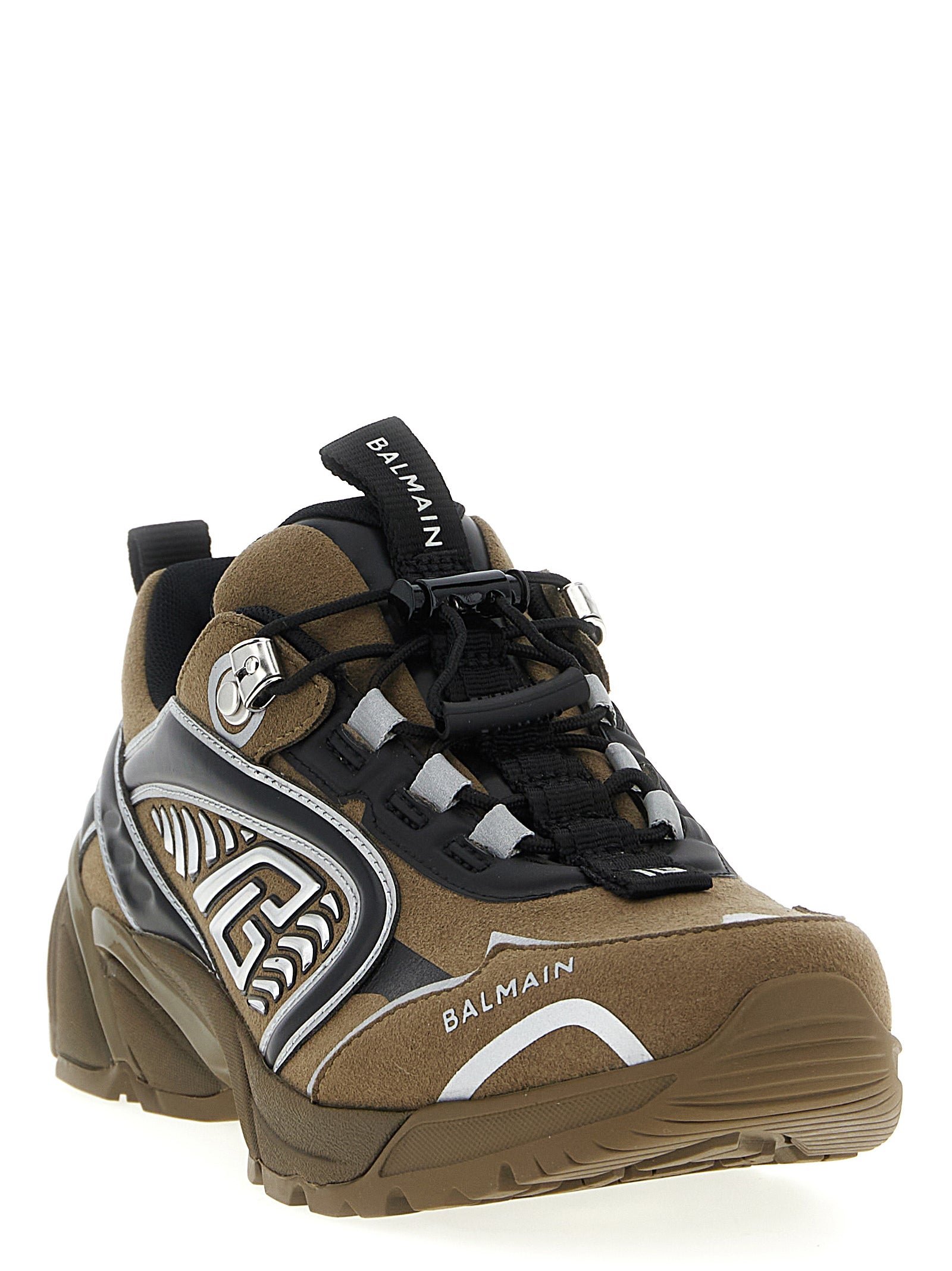 Sneakers Balmain Bicolor en polyéthylène pour sport, avec design athlétique et couleurs contrastantes.