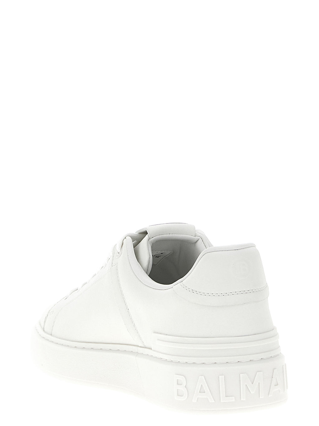 Chaussures sneakers basses en cuir de veau blanc Balmain, style décontracté et élégant pour homme ou femme.
