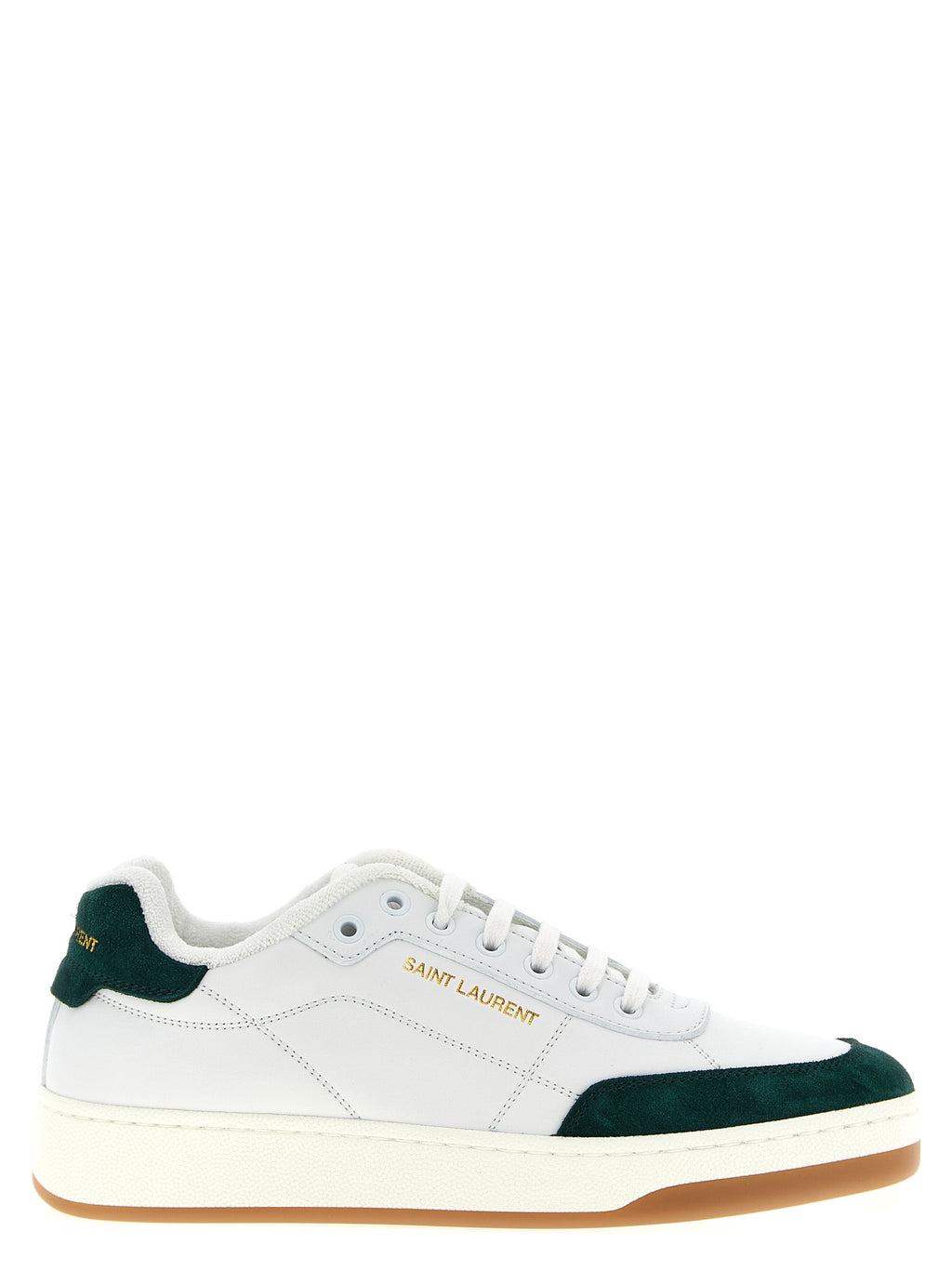 Baskets basses Saint Laurent en cuir de veau bicolore, style élégant et moderne pour homme.