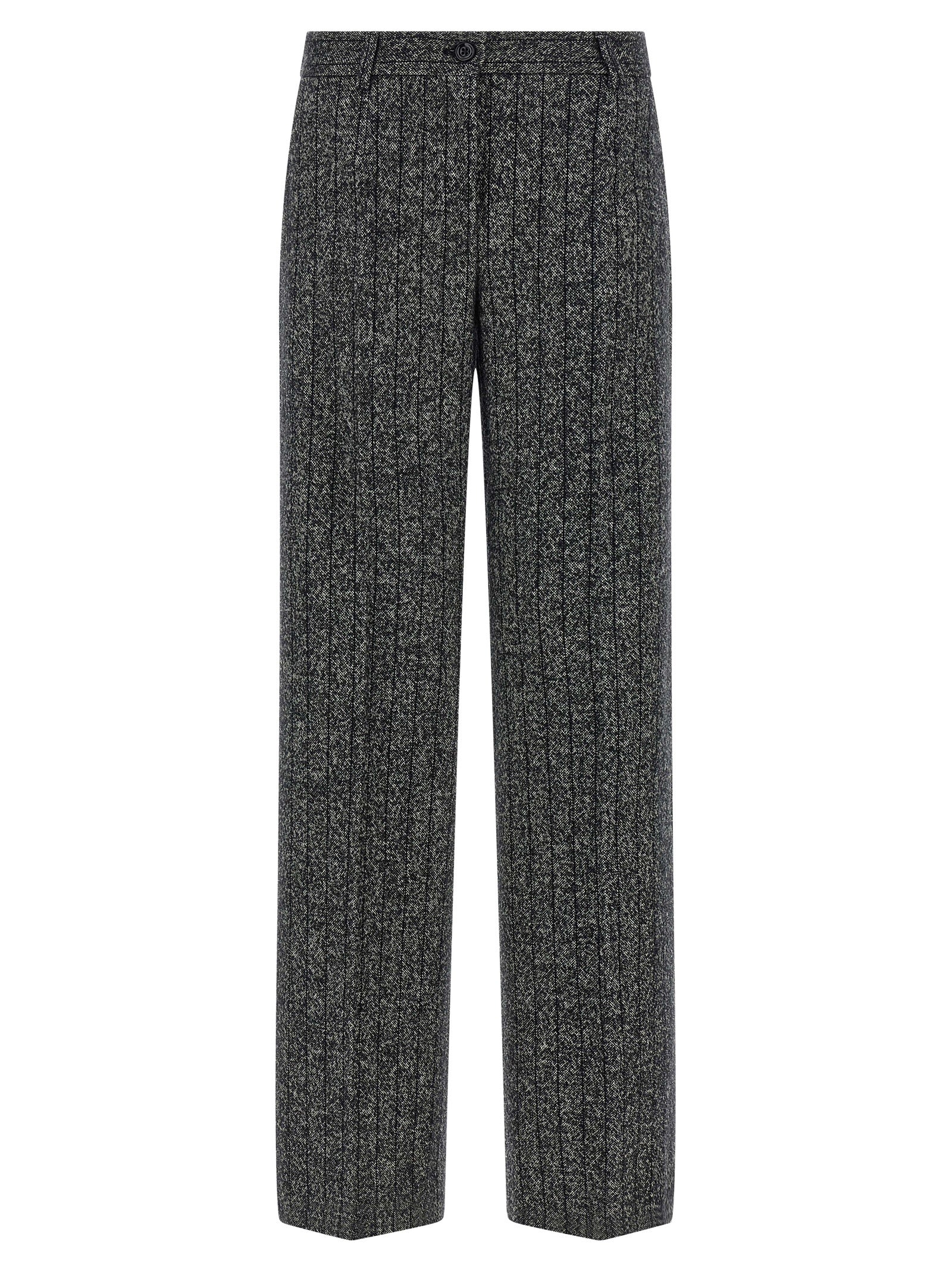 Pantalons décontractés en laine vierge bicolore de Dolce & Gabbana, style élégant et confortable.