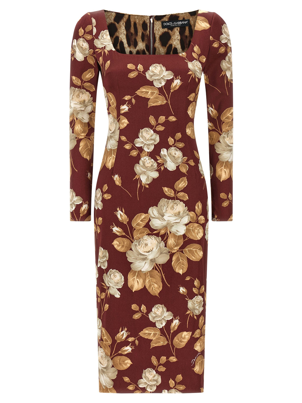 Robe midi en élasthanne multicolore de Dolce & Gabbana, ajustée et élégante, avec un motif vibrant et sophistiqué.