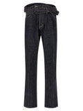 Jeans droits en coton bleu Dsquared², style classique, visible avec details de couture et ceinture en denim.