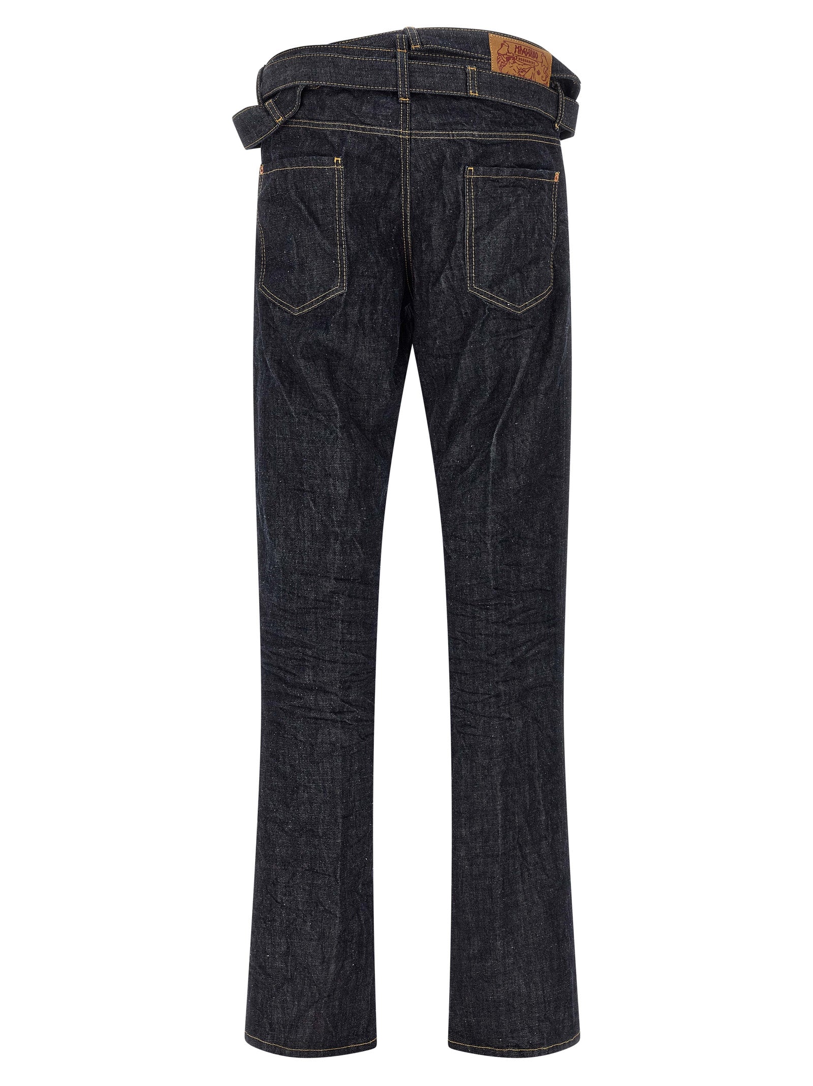 Jeans droits en coton bleu Dsquared², style classique, visibles avec une coupe droite et détails de couture.