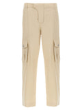 Pantalon cargo beige en coton de la marque Balmain, vue de face avec détails de poches et ceinture.