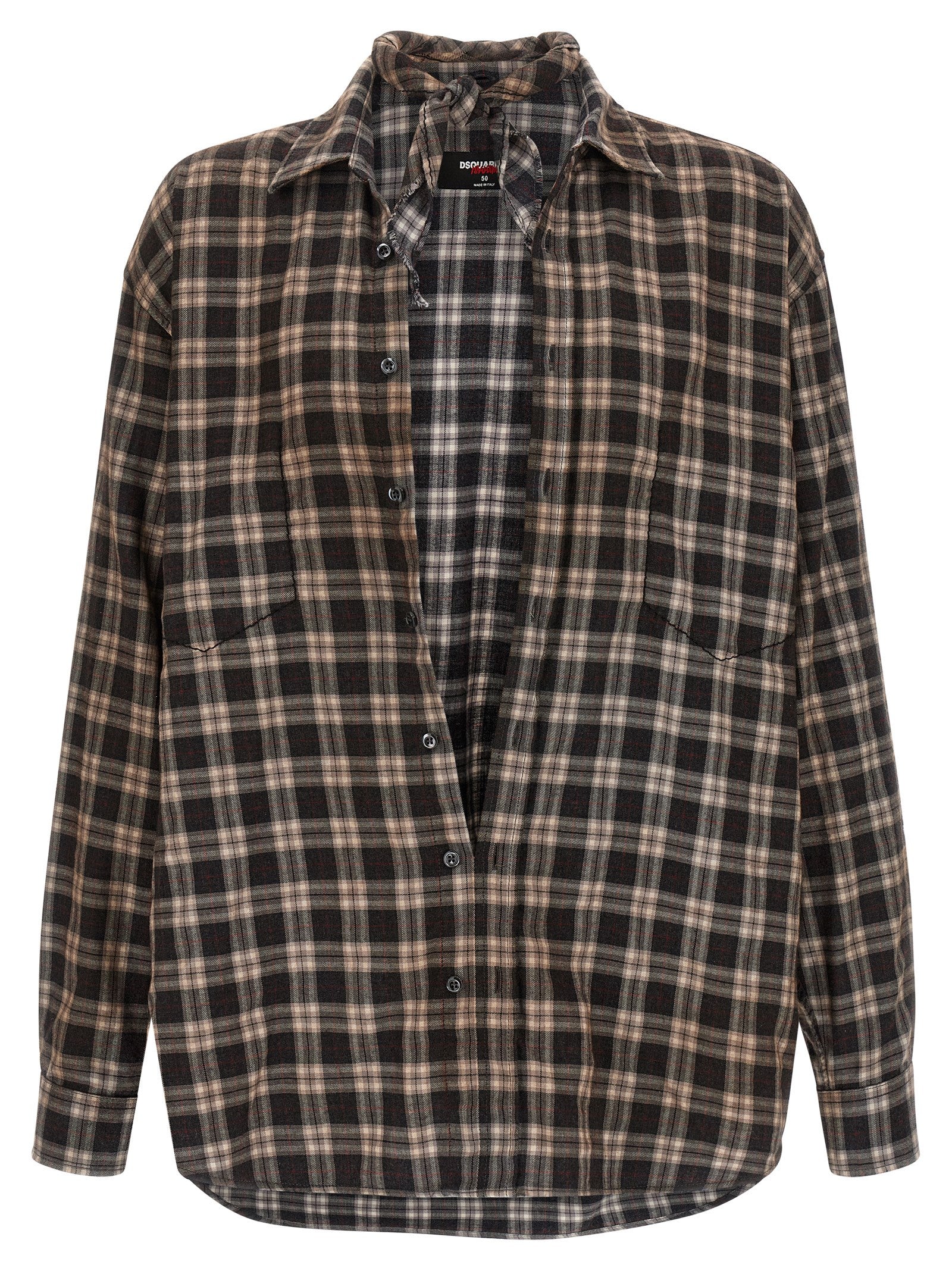 Chemisier en coton multicolore de Dsquared² avec manches longues et motif coloré, idéal pour un style tendance et décontracté.