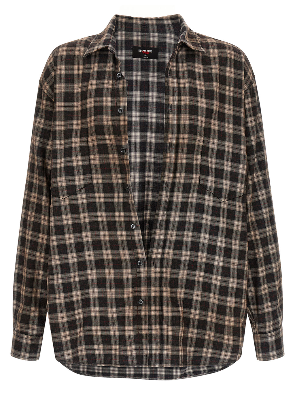 Chemise en coton multicolore Dsquared² avec manches longues et col classique, détails colorés et design moderne.