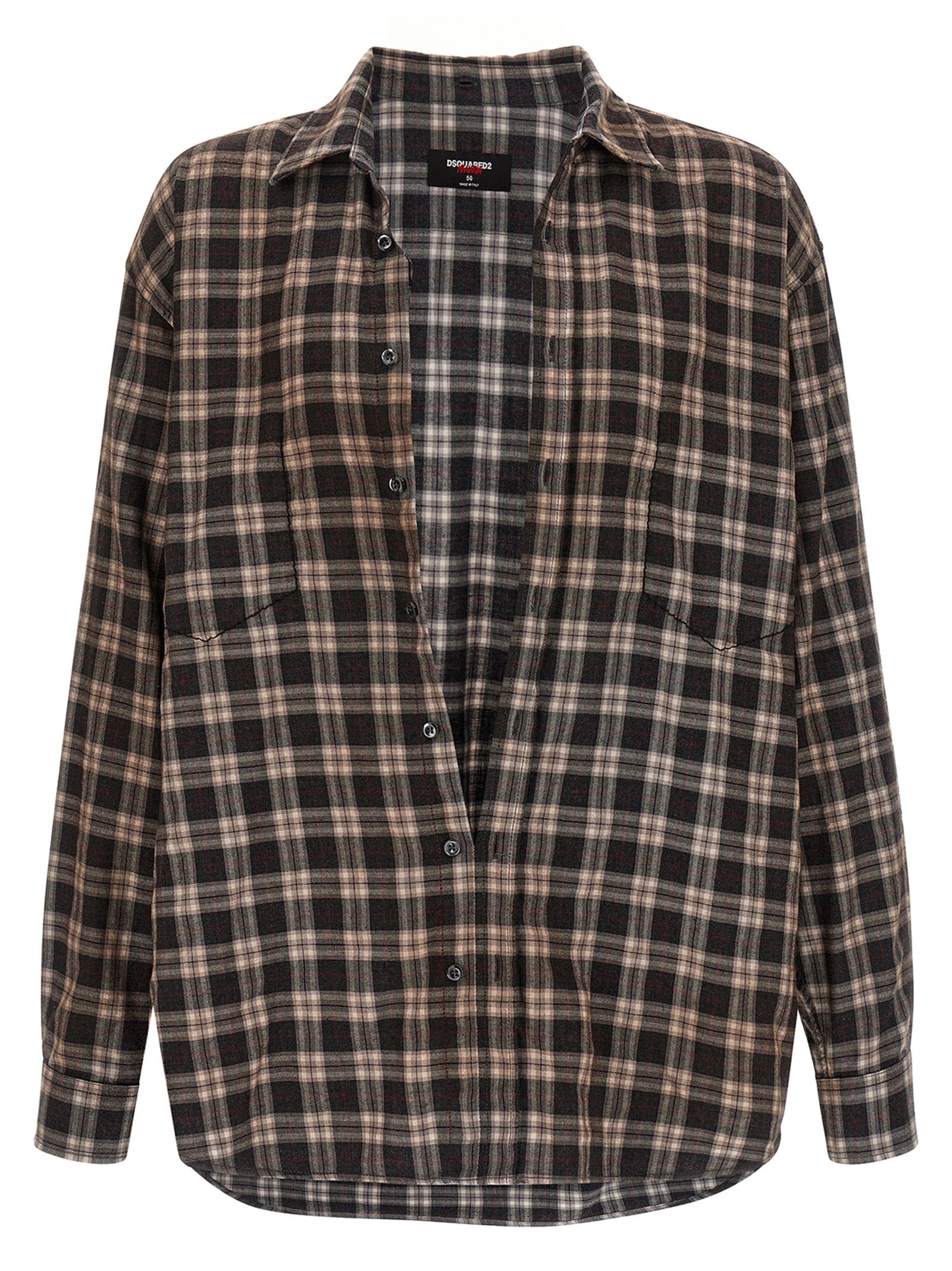 Chemise en coton multicolore Dsquared² avec manches longues et col classique, détails colorés et design moderne.