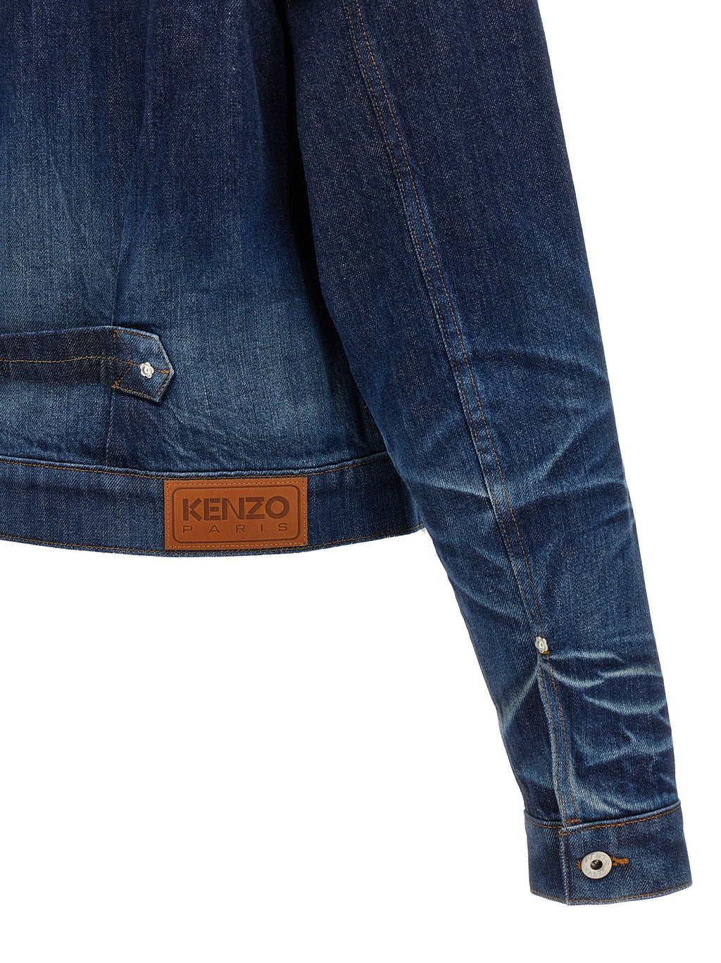 Veste en denim en coton bleu de la marque Kenzo, style décontracté avec détails de couture visibles.