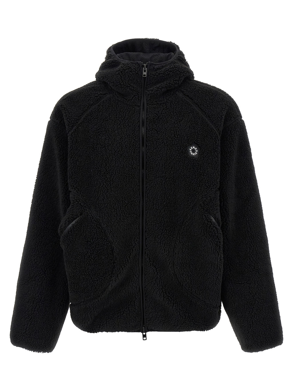Sweatshirt en polyester noir de la marque Kenzo, vue de face, avec logo discret sur la poitrine.