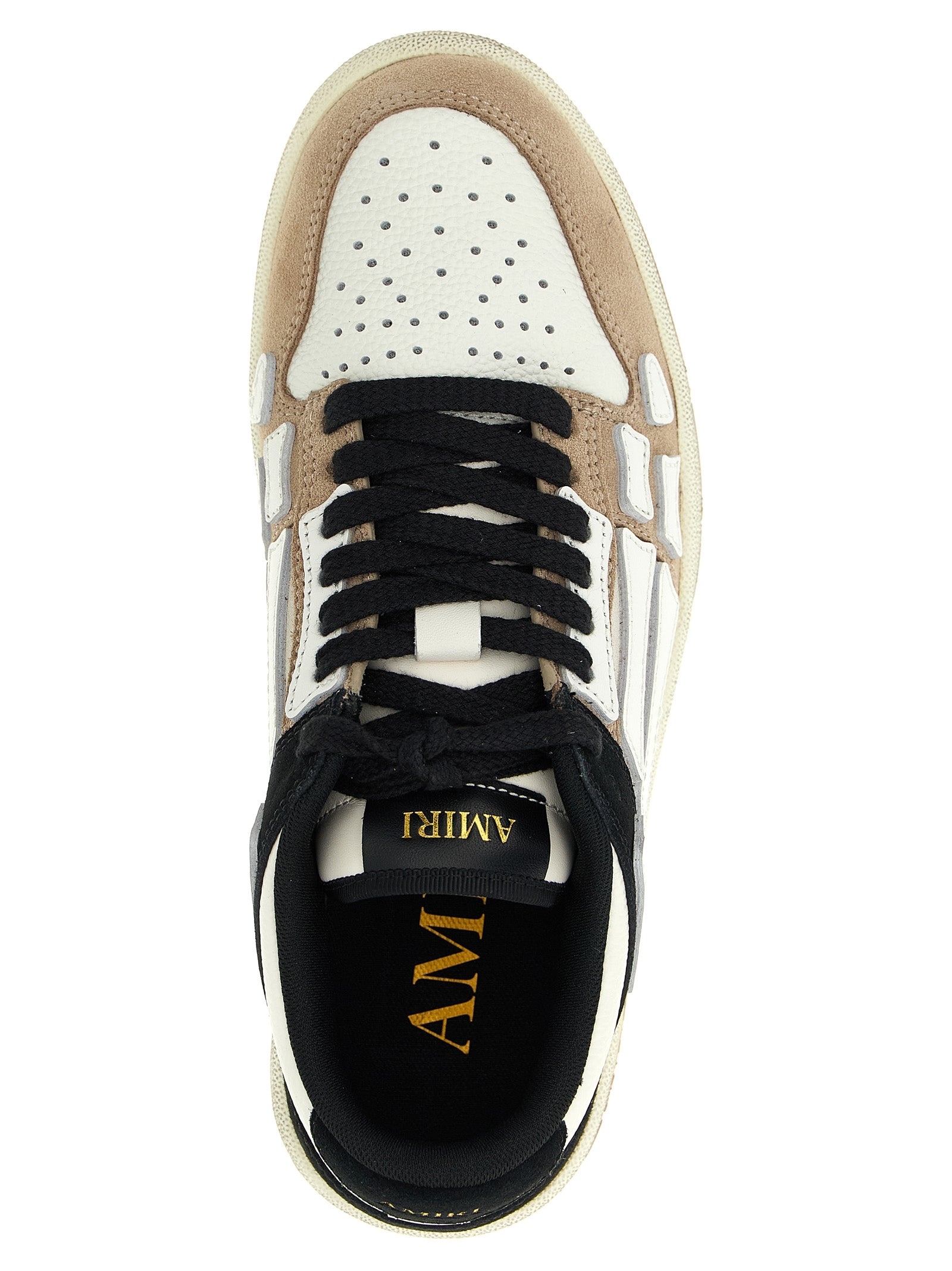 Sneakers basses Amiri en cuir de vache multicolore, style décontracté avec détail de design coloré.