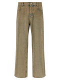 Jean droit beige en coton de la marque Amiri, vue de face, avec détails de coupe et texture du tissu visible.