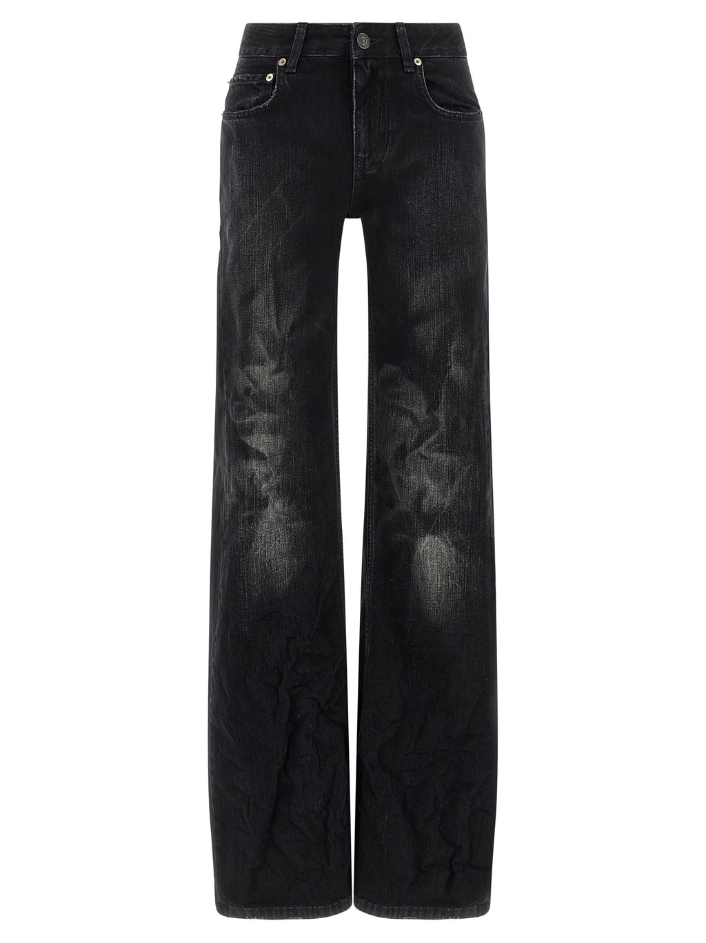 Jean évasé en coton noir de Balenciaga, coupe décontractée et tendance, avec détails de style modernes.