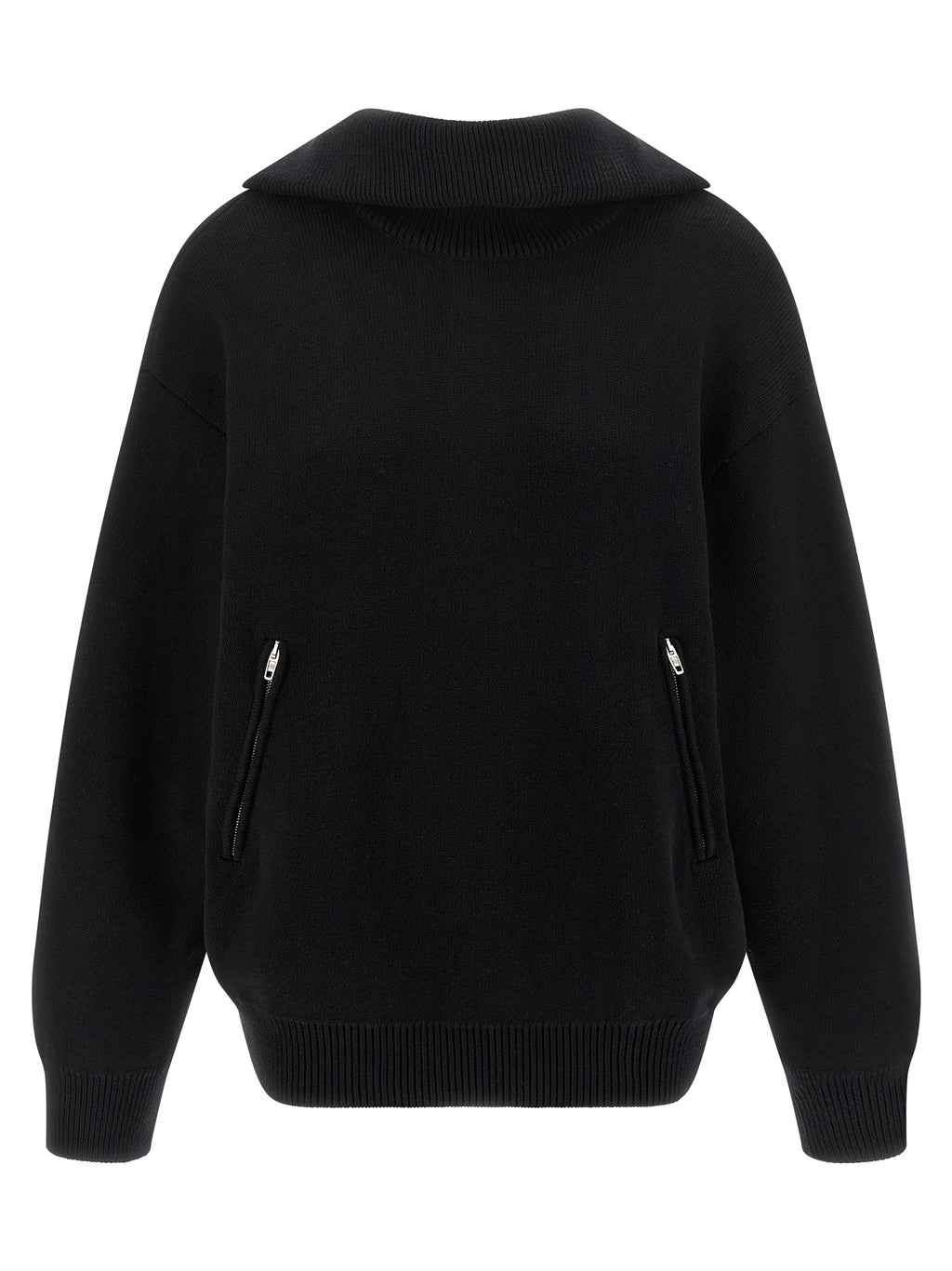 Cardigan en coton noir de Balenciaga, détails du tissu et coupe élégante visible sur l'image.