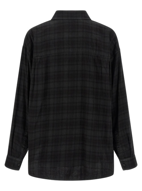 Chemise noire en coton de la marque Balenciaga, vue de face, détails du tissu et coupe élégante visible.