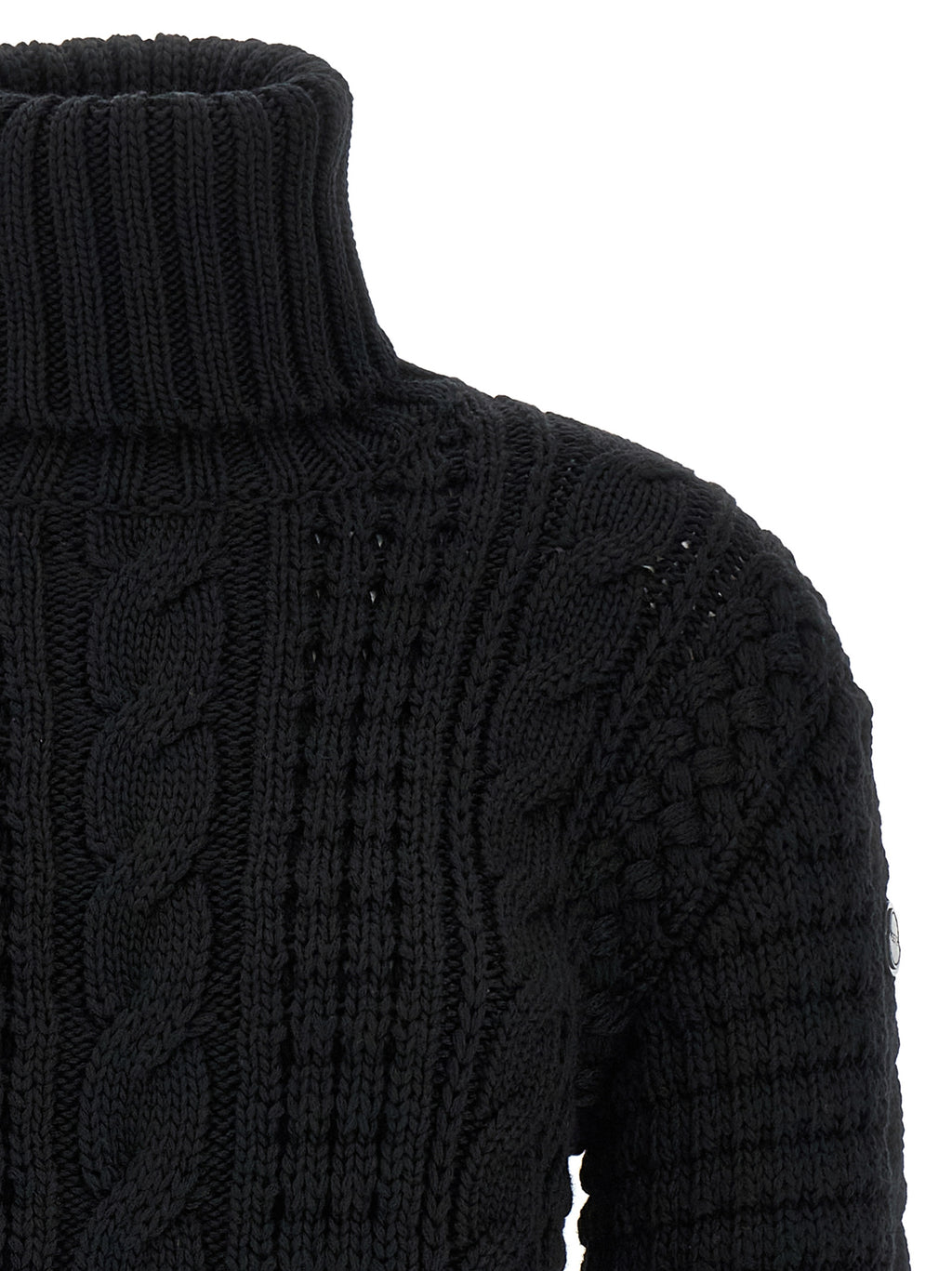 Cardigan noir en laine vierge de MONCLER GENIUS, avec détails élégants et coupe classique pour homme ou femme.