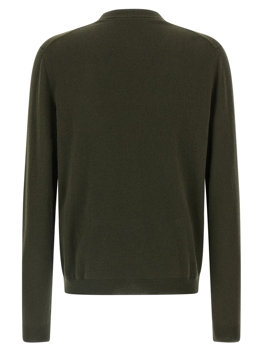 Cardigan bicolore en cachemire Gucci, avec boutons, porté sur un mannequin, mettant en valeur la texture douce et le style élégant.