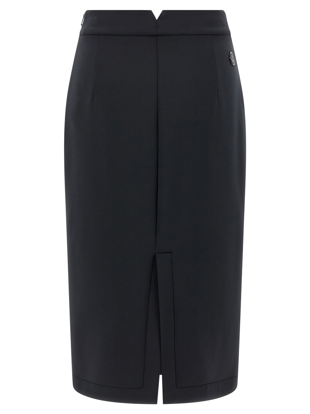 Jupe midi en polyester noire de la marque MONCLER GENIUS, vêtement élégant avec coupe fluide et style moderne.