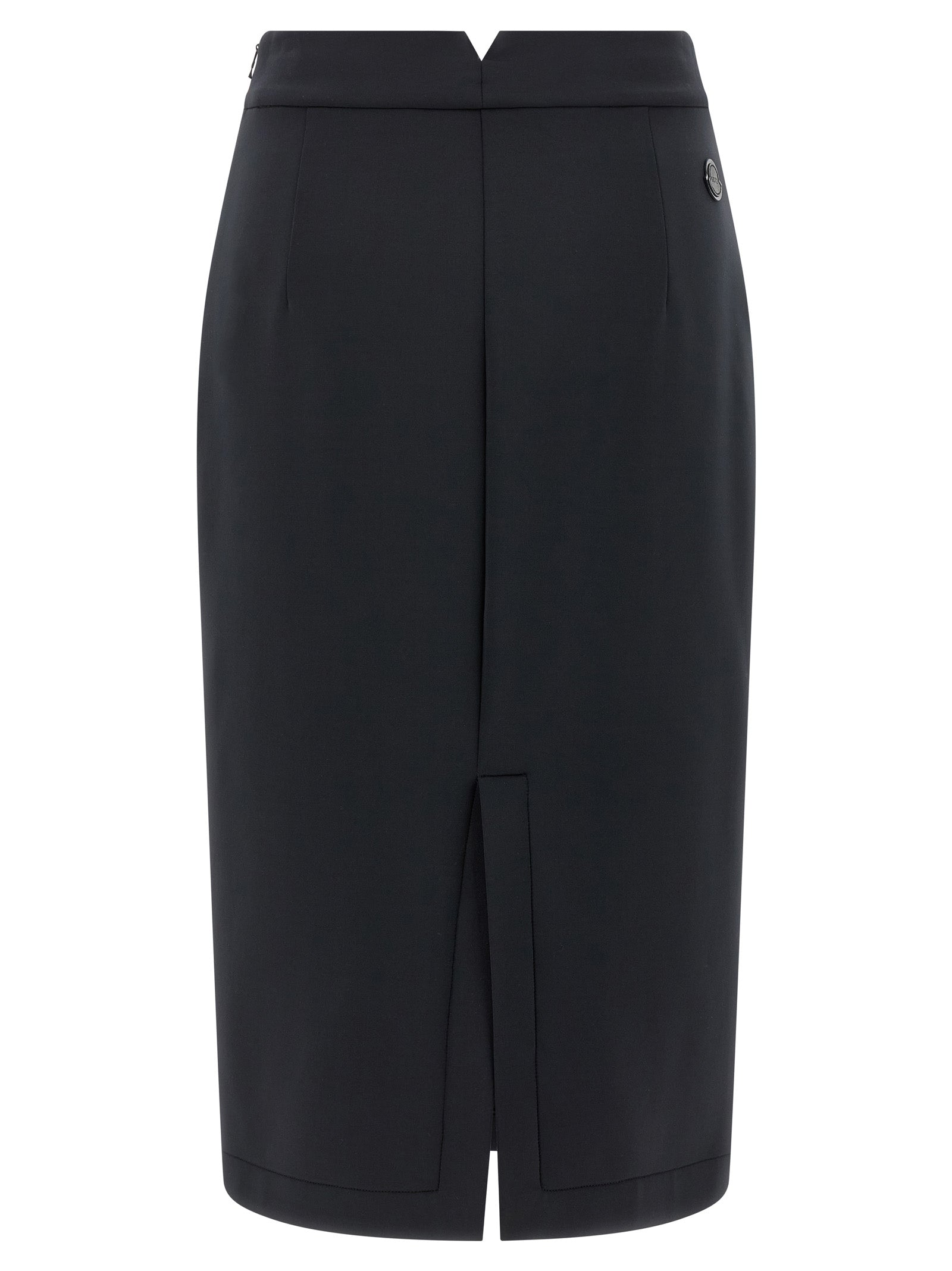Jupe midi en polyester noire de la marque MONCLER GENIUS, vêtement élégant avec coupe fluide et style moderne.