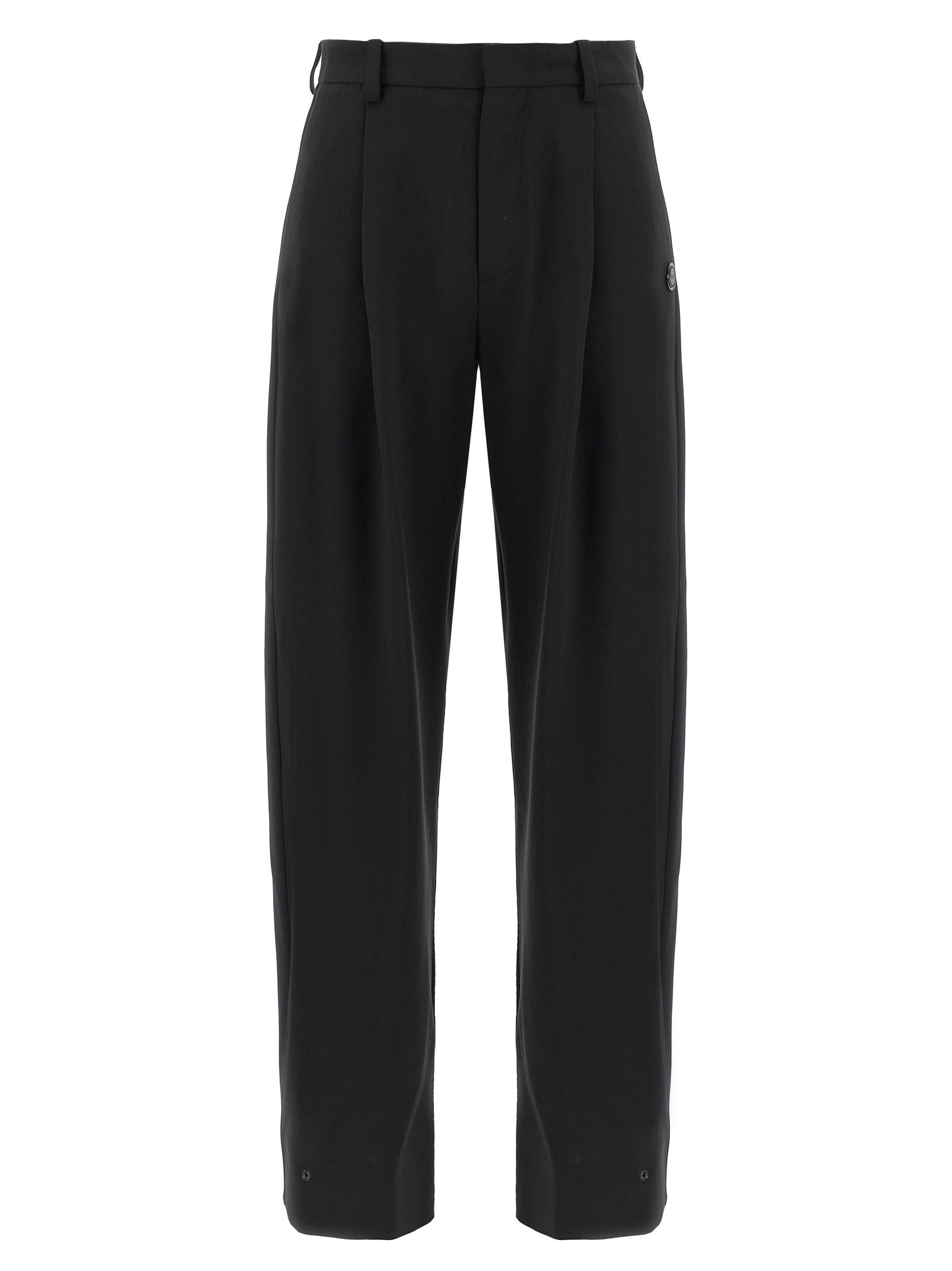 Pantalon de costume en polyester noir de la marque MONCLER GENIUS, coupe élégante et moderne pour femmes ou hommes.