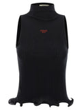 T-shirt sans manches en polyester noir de Fendi, style élégant avec logo visible, pour homme ou femme.