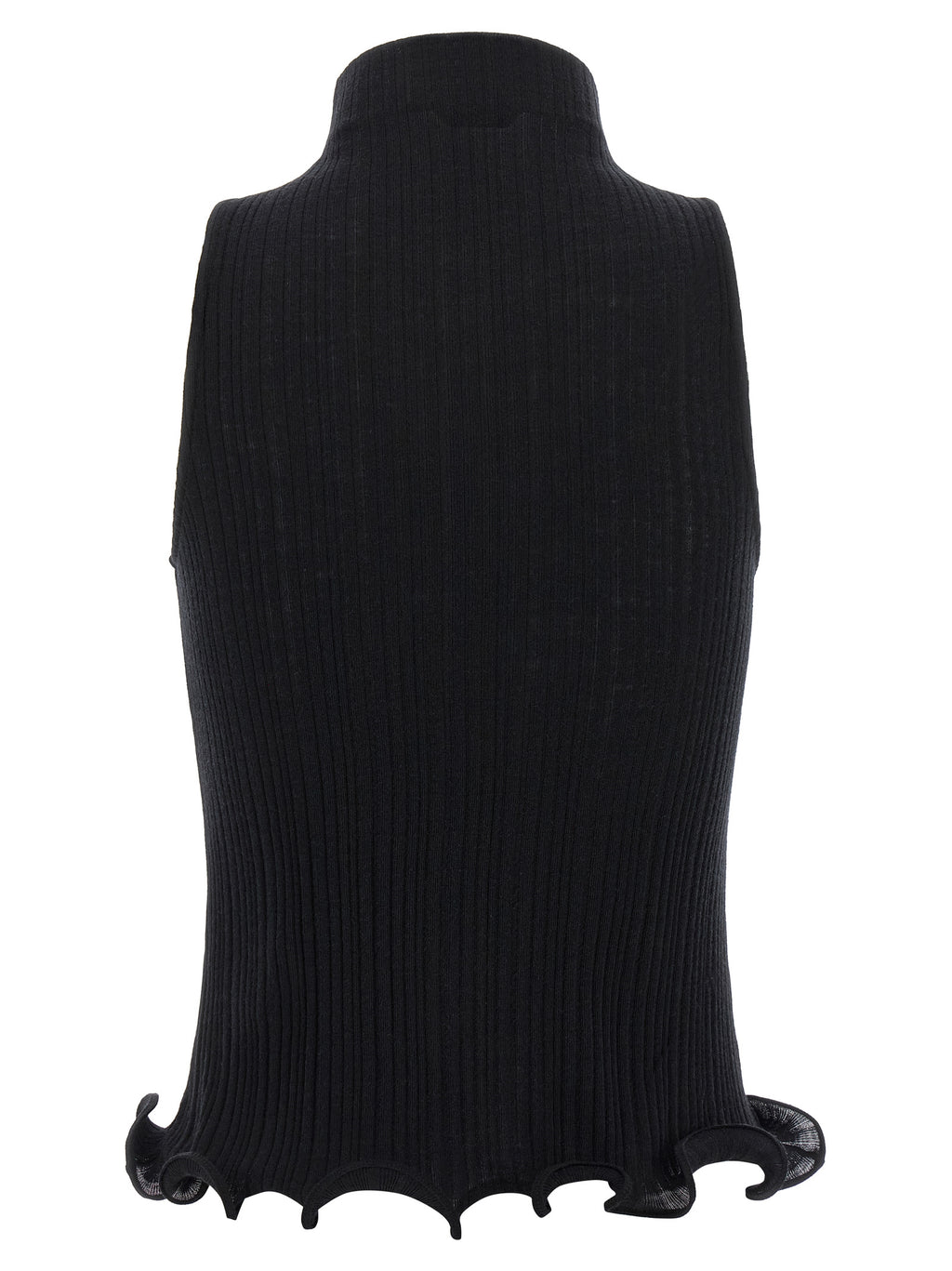 T-shirt sans manches Fendi en polyester noir, style décontracté avec logo Fendi visible sur la poitrine.