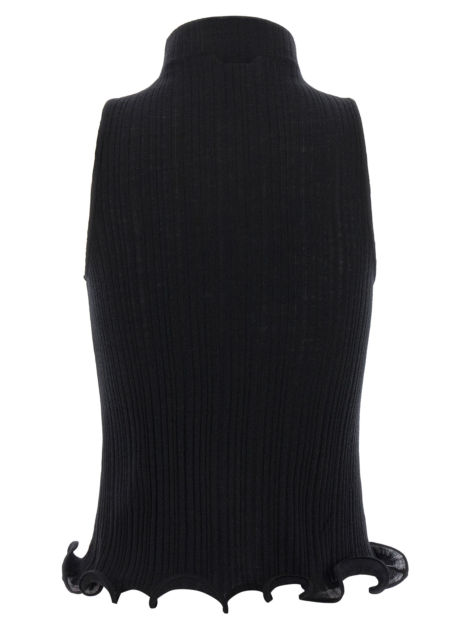 T-shirt sans manches Fendi en polyester noir, style décontracté avec logo Fendi visible sur la poitrine.