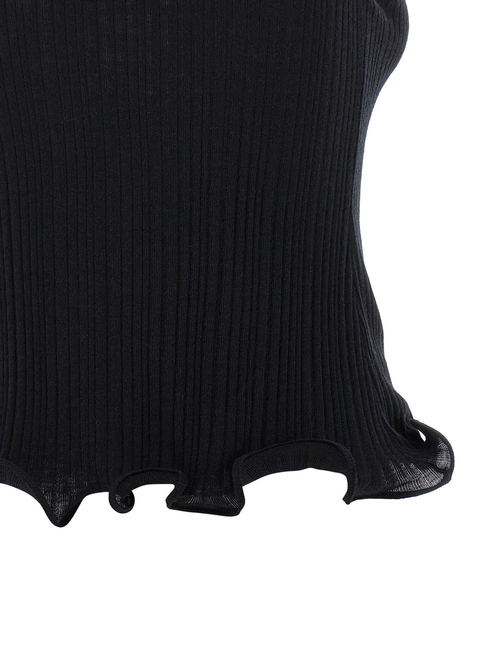 T-shirt sans manches en polyester noir de la marque Fendi, vue de face avec logo discret visible.