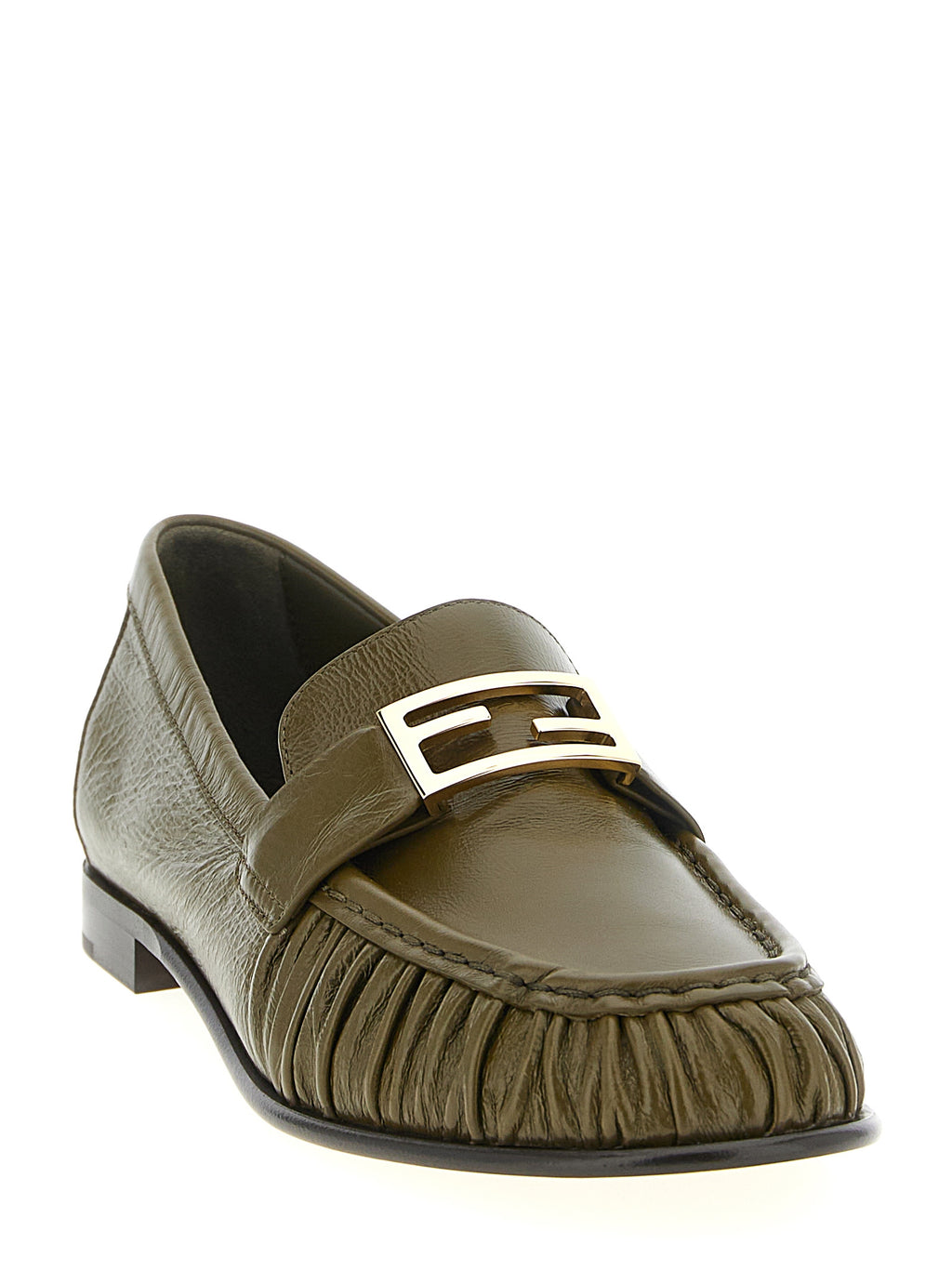 Mocassins Fendi en cuir d'agneau bicolore, sans lacets, avec finition élégante et semelle en caoutchouc, pour homme ou femme.