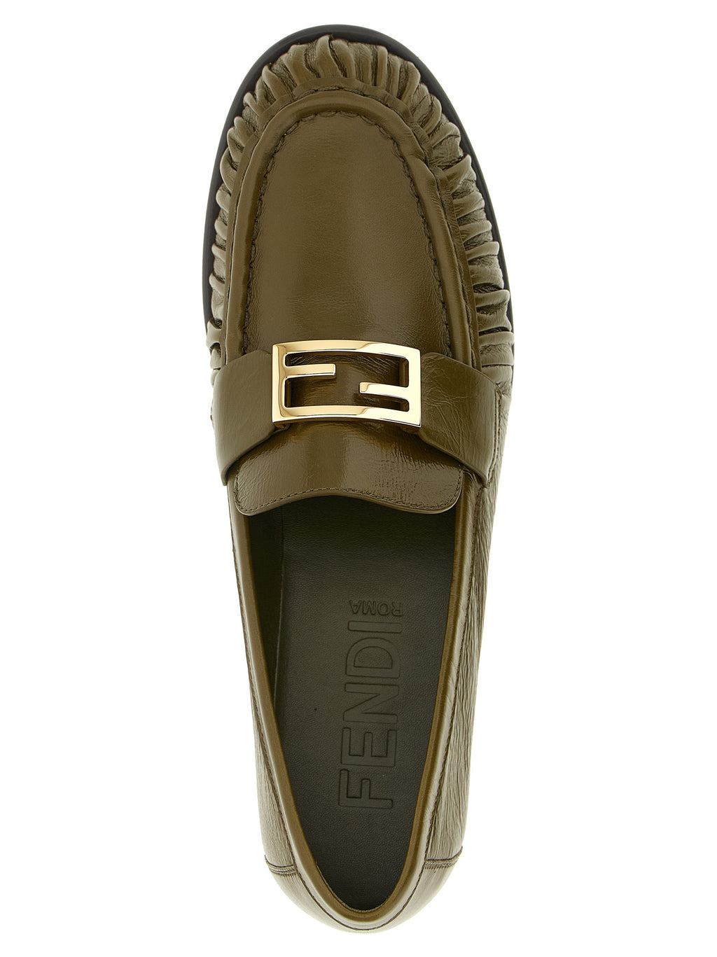 Mocassins Fendi en cuir d'agneau bicolore, sans lacets, avec design élégant et détails sophistiqués pour femmes.