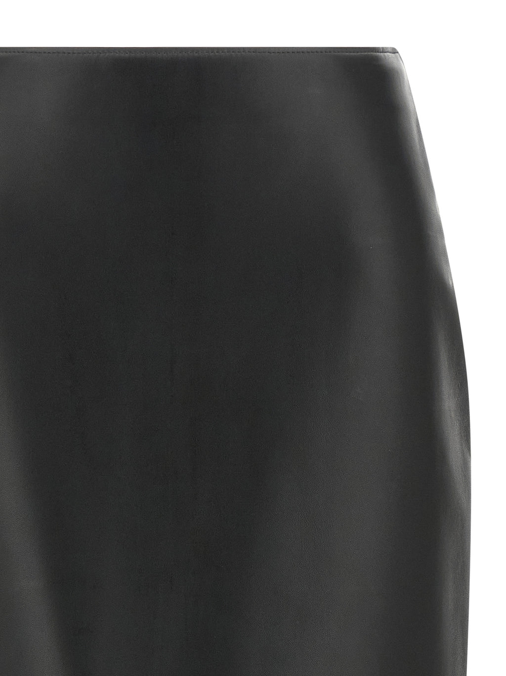 jupe midi en cuir d'agneau noir de Fendi, élégante et sophistiquée, vue de face sur un fond neutre