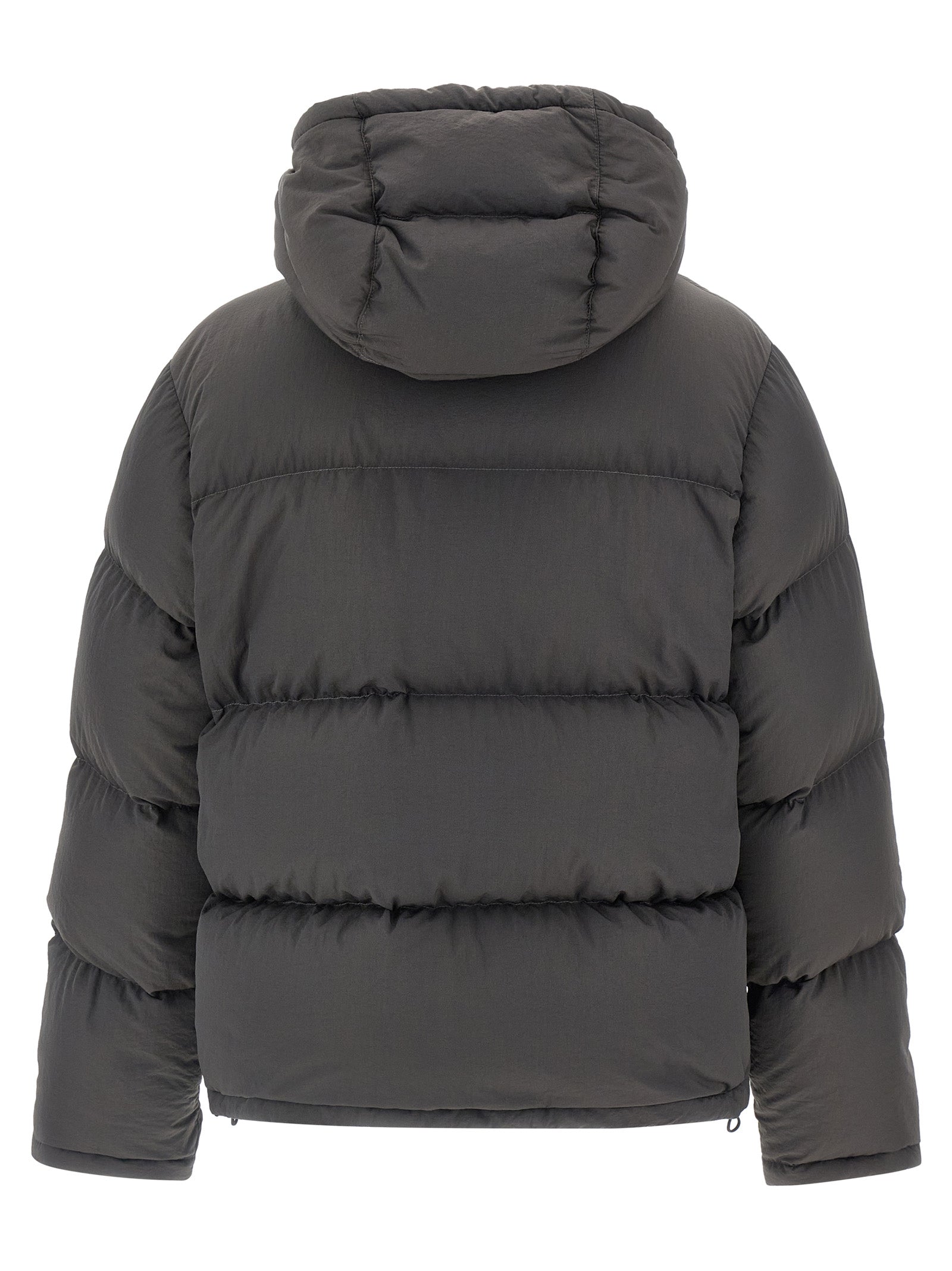 Veste longue en polyamide grise de Dolce & Gabbana, vêtement élégant pour un style sophistiqué.