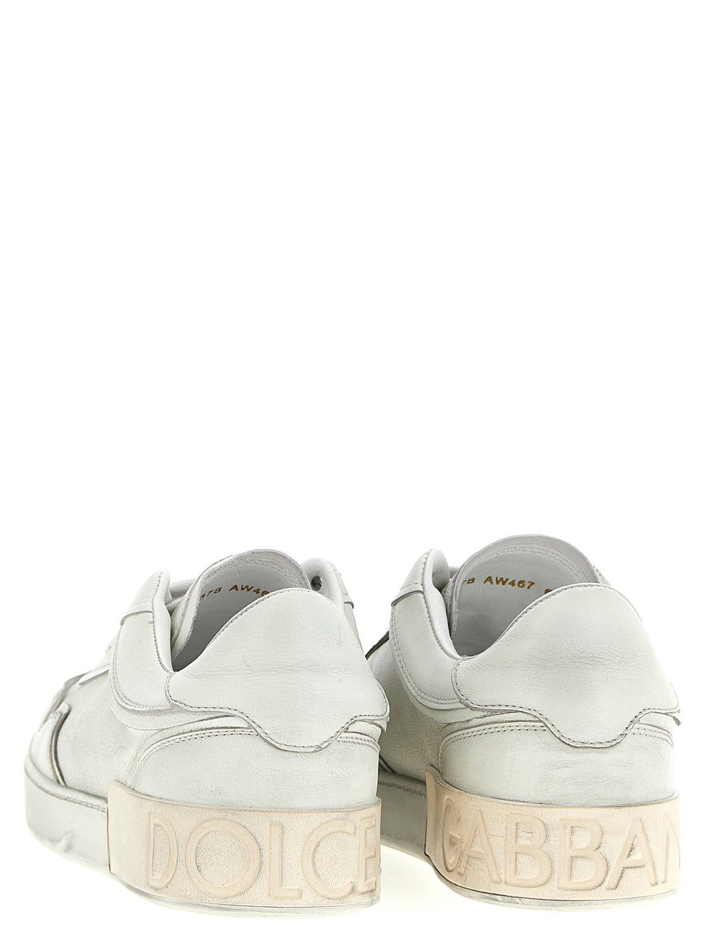 Sneakers basses en cuir d'agneau blanc de Dolce & Gabbana, chaussures de sport élégantes et confortables pour hommes.