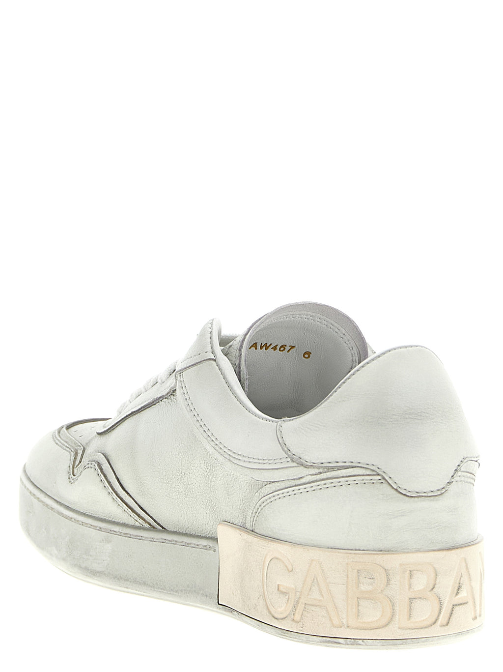 Chaussures basses en cuir d'agneau blanc de Dolce & Gabbana, sneakers élégants pour hommes ou femmes.